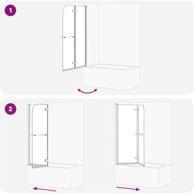 vidaXL Duschabtrennung Transparent und Gold, 95 x 140 cm, faltbar, aus Sicherheitsglas und Aluminium, breitenverstellbar, drehbar – Bild 8