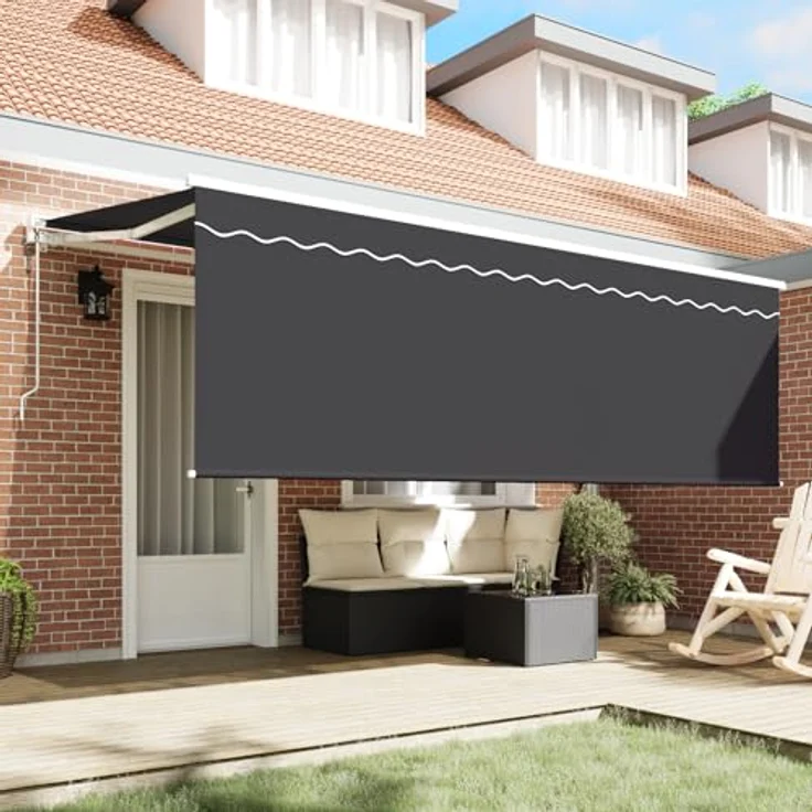 vidaXL Ausziehmarkise 4 x 2m, anthrazit, mit weißem Aluminiumrahmen, UV-beständig und wasserabweisend, mit Fernbedienung – Bild 3