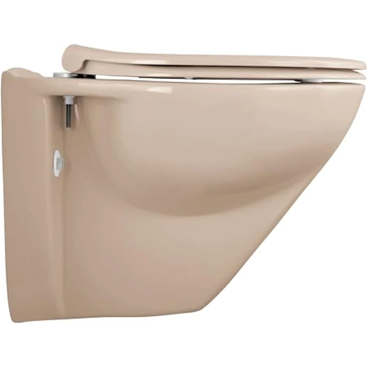Calmwaters Wand-WC Modern Plus, spülrandlos mit 6 cm Erhöhung, Tiefspüler, waagerecht, Bahamabeige, antibakterieller WC-Sitz – Bild 7