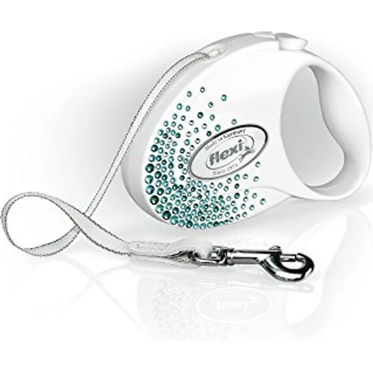 Flexi Glam Splash Ocean with Swarovski crystals S - Hund Rückziehbare Leine - 3 m - Weiß (S, Hund), Halsband + Leine