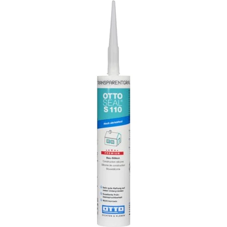 OTTOSEAL S 110 Premium-Bau-Silikon 310 ml Kartusche C284 transparentgrau - Hoch abriebfest, sehr gute Haftung, exzellente Frühbeanspruchbarkeit – Bild 1