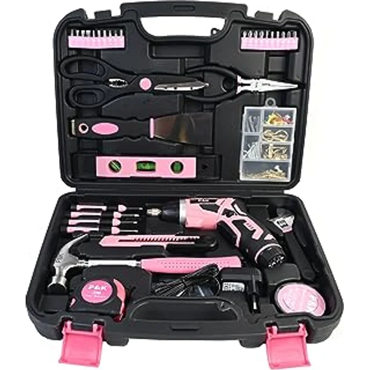 P & K Werkzeugkoffer Personalisierter 136-teiliger Werkzeugkoffer Du bist der Hammer (136 St) in Pink – Bild 3