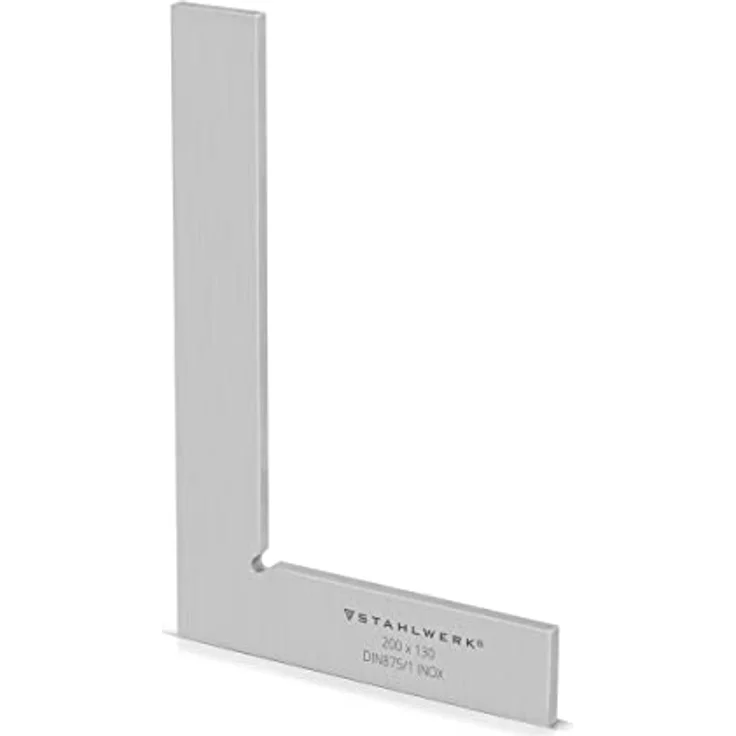 Stahlwerk Flachwinkel 90°, Winkelmesser aus rostfreiem Edelstahl, 200 x 130 mm DIN 875/1, hohe Messgenauigkeit – Bild 1