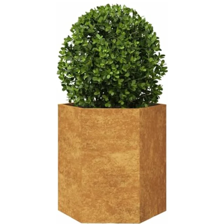 vidaXL Pflanzkübel 2 STK. Sechseckig 46x40x45 Cortenstahl, Witterungsbeständig, Viel Platz und Offener Boden – Bild 5