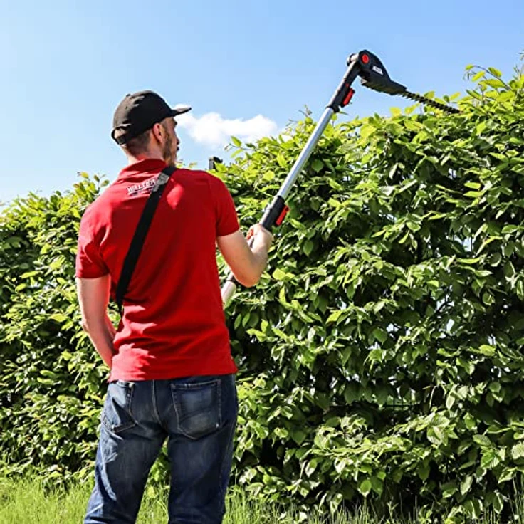 WALTER Li-Ion Akku-Hochentaster-/Heckenschere 20 V, 2 in 1 Kombigerät mit Teleskopstange bis 2,40 m, 180 mm Schnittlänge, Qualitätsmesser 405 mm – Bild 8