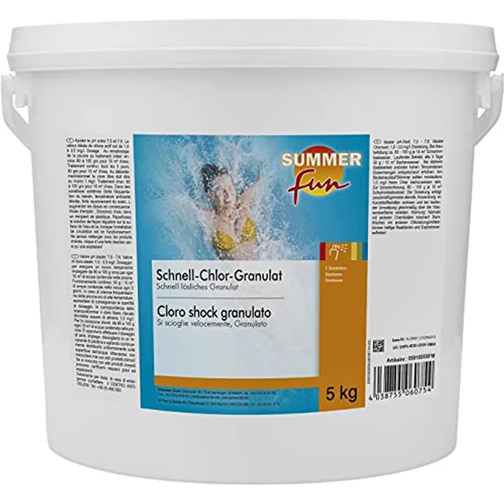 Waterman Summer Fun Chlor-Schnell-Desinfektion, 5 kg Granulat zur Stoßchlorung für Pools