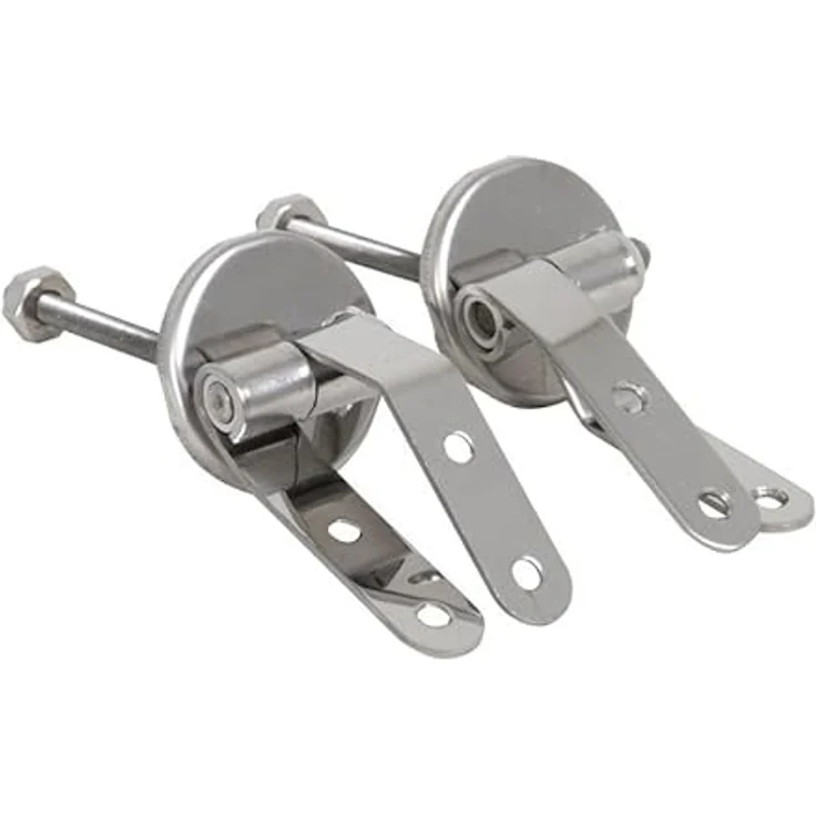 MSV WC-Sitz Blue Ridge, MDF 42,5 cm x 36,5 cm x 5 cm, braun mit Edelstahl-Scharnieren und hygienischer Oberfläche – Bild 4