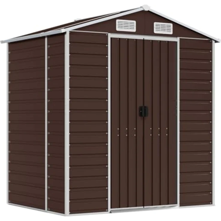 vidaXL Gerätehaus Braun 191x130x198 cm Verzinkter Stahl – Bild 1