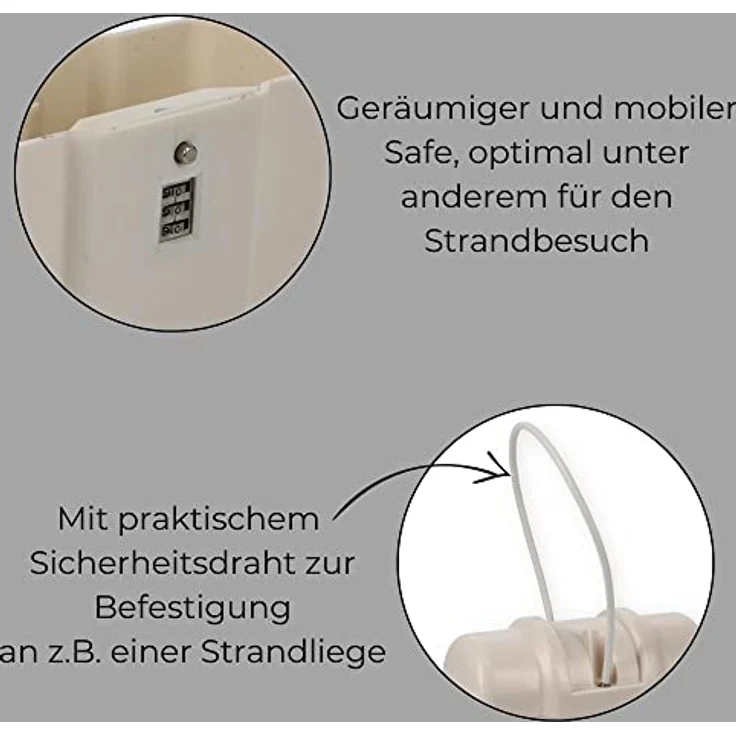 Strandsafe Handy Badesafe Resiesafe Safe Tresor mit flexiblem Stahlseil Zahlenschloss Mini Urlaub Wertsachen Box - Preisvergleich – Bild 4