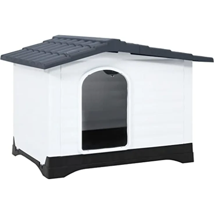 vidaXL Hundehütte Grau 90,5x68x66 cm Polypropylen