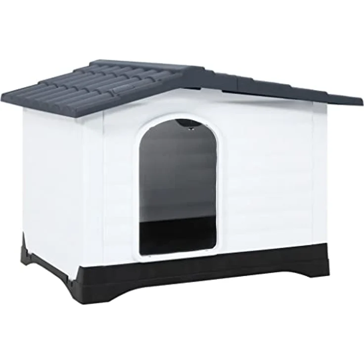 vidaXL Hundehütte Grau 90,5x68x66 cm Polypropylen – Bild 1