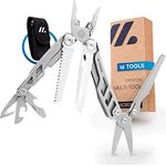 NORDMUT® Multitool Werkzeug [16 in 1] Edelstahl Taschenmesser mit 16 praktischen Werkzeugen | Outdoor Messer Multifunktionstool faltbar mit Zange, Schere, Messer und Säge für Outdoor und Camping