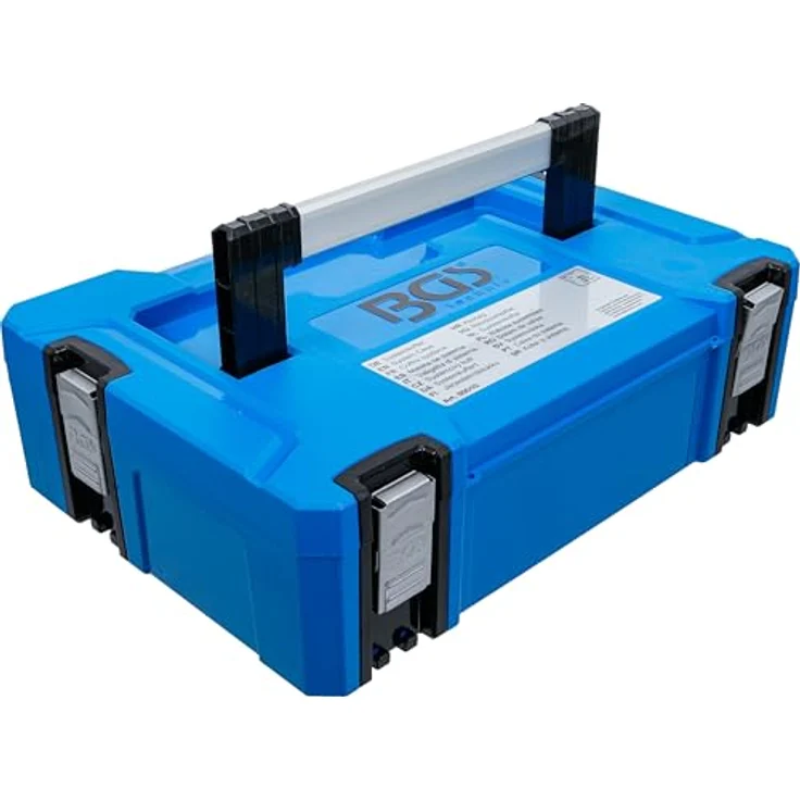 BGS TECHNIC Systemkoffer Größe S, robuster ABS-Kunststoff, klappbarer Aluminium Tragegriff, 4 Schnappschlösser, schaumstoffgepolstert, stapelbar, kompatibel mit BGS Systemkoffern – Bild 1