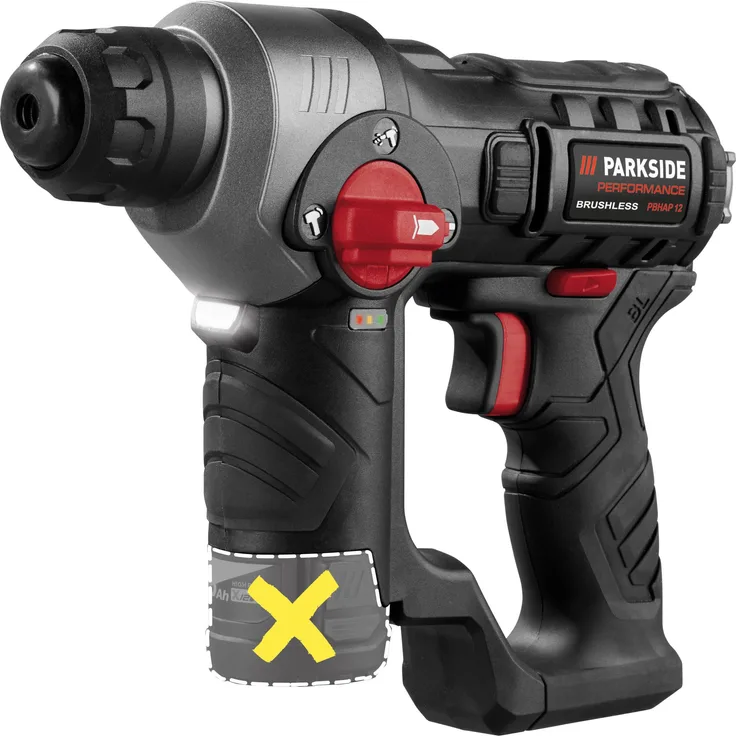 PARKSIDE PERFORMANCE® 12 V Akku-Bohrhammer PBHAP 12 A1, Brushless Motor, SDS-plus, LED-Arbeitsleuchte, ohne Akku und Ladegerät