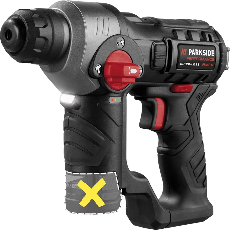 PARKSIDE PERFORMANCE® 12 V Akku-Bohrhammer PBHAP 12 A1, Brushless Motor, SDS-plus, LED-Arbeitsleuchte, ohne Akku und Ladegerät