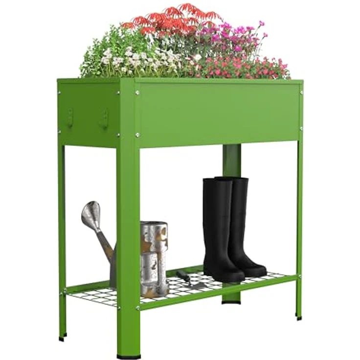 Urban Hochbeet Balora XL, Metall Hochbeet Pflanzkasten 80x35 cm mit Ablagefach und einfacher Aufbauanleitung – Bild 1
