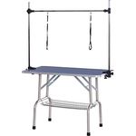 Pawhut Trimmtisch Tierpflegetisch Schertisch Pflegetisch mit Unterkorb für Hunde höhenverstellbar klappbar Edelstahl Metall Blau 107 x 60 x 170 cm