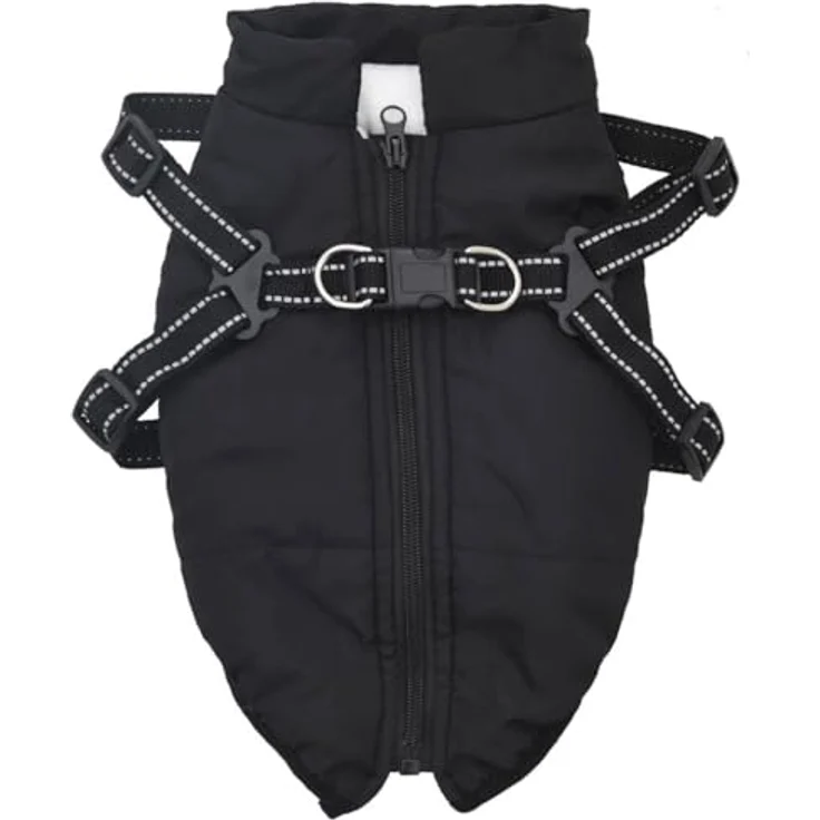 vidaXL Hundemantel mit Geschirr Wasserdicht Reflektierend Schwarz 2XL, Outdoor-Abenteuer bei jedem Wetter – Bild 4