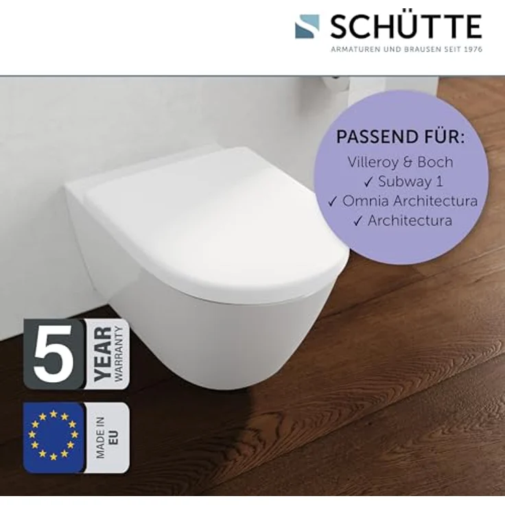 Schütte WC-Sitz D-Form Pro 5 Duroplast, Weiß, mit Absenkautomatik und Schnellverschluss, bruchsicher und hygienisch – Bild 3
