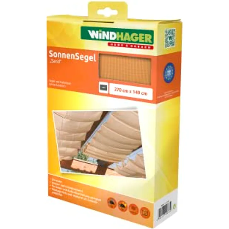 Windhager Sonnensegel für Seilspanntechnik, Wintergarten und Terrassen Beschattung, Seilspannmarkise, 270 x 140 cm, 10876
