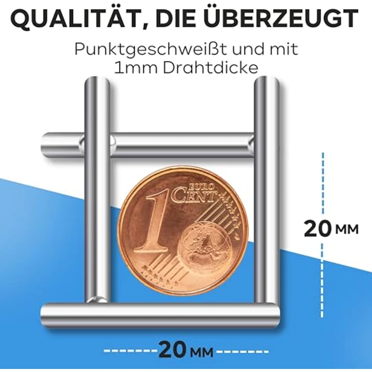 KrapTrap Edelstahl Volierendraht V2A, stabiler Drahtzaun als Hasen- und Kaninchendraht, 20mm x 20mm, 1m x 5m, korrosionsgeschützt, rostfrei, keine Vergiftungsgefahr – Bild 3