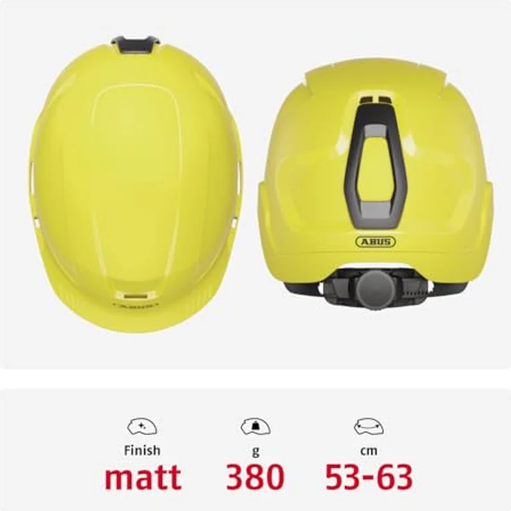 ABUS Bauhelm Scator, belüfteter Schutzhelm nach EN 397, robust und schlagfest, größenverstellbar mit Drehverschluss, gelb – Bild 3