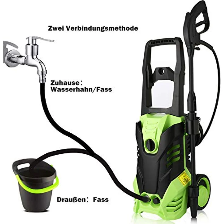 Hochdruckreiniger COOCHEER Elektrischer Hochdruckreiniger 150bar mit 3-in-1-Düse, 6m Schlauch, 5m Kabel, Wasserfilter, Hochdruckpistole, max. Fördermenge 450l/h – Bild 5