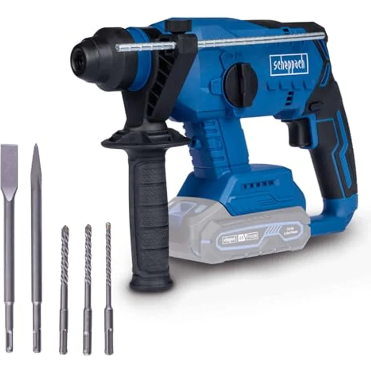 Scheppach Akku-Bohrhammer BC-RHD230-X | 2,2 J | 5500bpm | 20V | Brushless Motor | LED | inkl. zusätzlichem Griff & Tiefenanschlag aus Metall – Bild 2