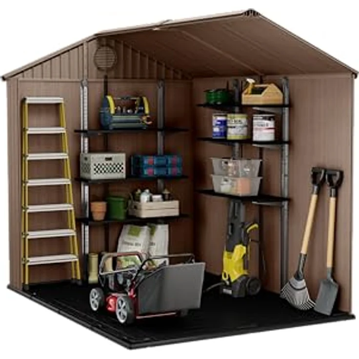 Keter Darwin 6 x 8 Gartenhaus, Holzoptik, Braun, wetterfest und wartungsfrei, 190 x 244 x 221 H cm – Bild 5