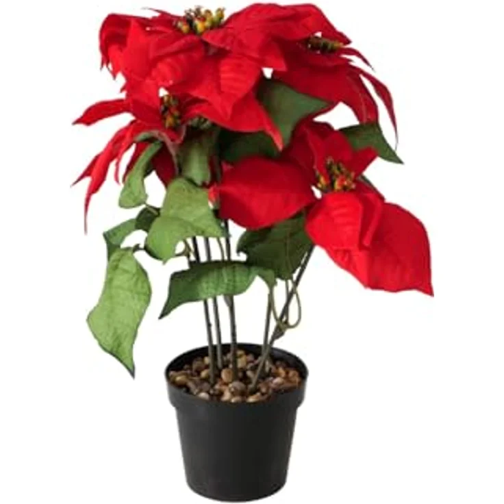 BOLTZE Weihnachtsstern Topfpflanze, künstliche Dekoration, 40 cm aus hochwertigem Kunststoff