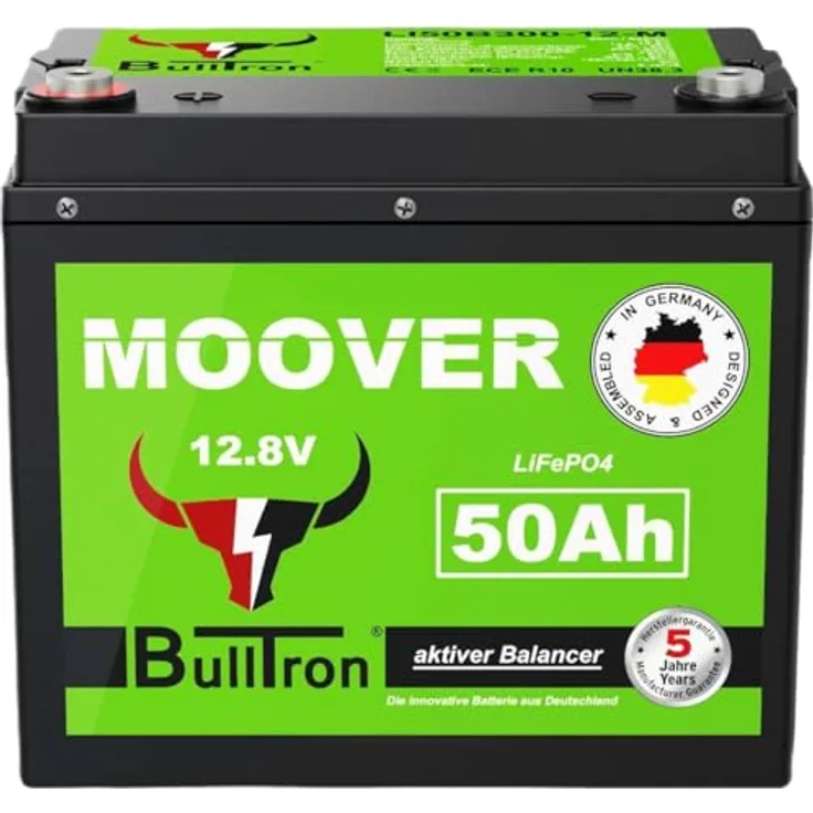 BullTron Mover 50Ah Lithiumbatterie, 50A Dauer- und 300A Kurzzeitstrom, extrem leicht und kompakt, ideal für Wohnwagen