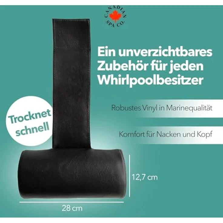 Canadian Spa GmbH Whirlpoolsitz Kopfstütze, Rund, beschwert, schwarz, 29 cm lang, 14 cm breit, universell für jeden Whirlpool – Bild 3