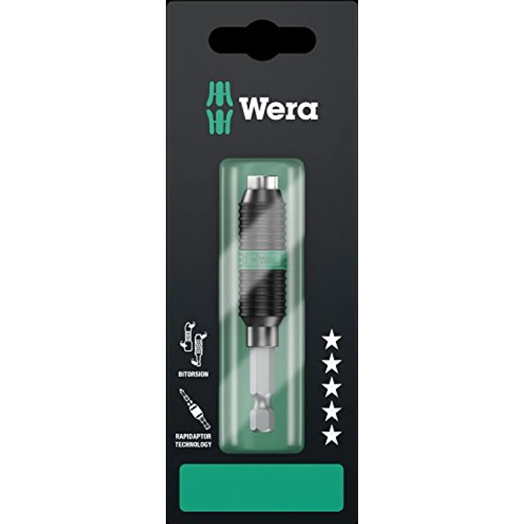 Wera Bithalter 897/4 R, Rapidaptor Universalhalter 6,3 mm (1/4) mit BiTorsion Technologie, 75 mm – Bild 2