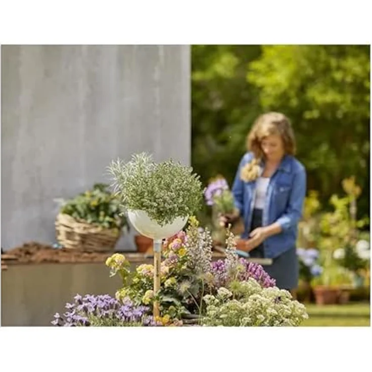 Gardena ClickUp! Pflanzschale: Großes Pflanzgefäß für Frühlings- und Sommerpflanzen, 25 cm, frostsicher, sichere Bodenfixierung, Weiss (11320-20) – Bild 4