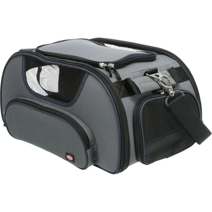 TRIXIE Tiertransporttasche Airline Tasche Wings grau/blau für Katzen mit abnehmbarem Schulterriemen - Preisvergleich – Bild 1