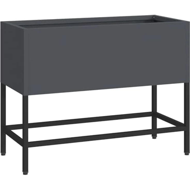 vidaXL Hochbeet, rechteckiges Pflanzgefäß aus anthrazitfarbenem Stahl, 60x26x45 cm, für Innen und Außen – Bild 1