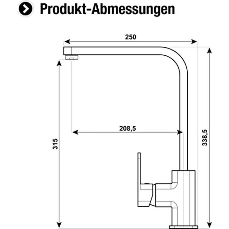 CORNAT Spültischarmatur Temao, Küchenarmatur mit hochrotierender Düse, graphit – Bild 2