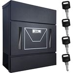 TÄGA 2220B Briefkasten anthrazit mit Zeitungsfach, Sichtfenster, Namensschild I DIN A4 Einwurf I verzinkter Stahl, pulverbeschichtet I abschließbar, inkl. 4 Schlüssel