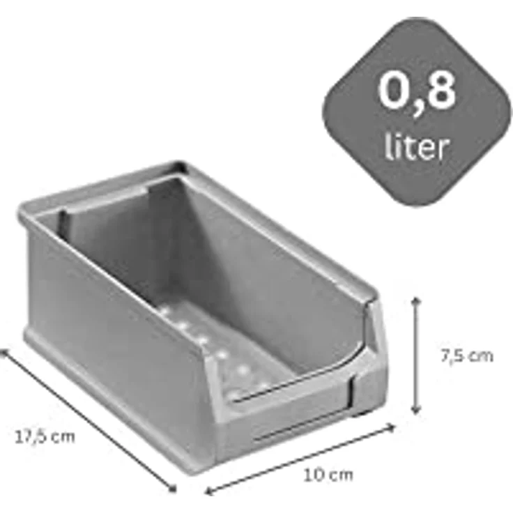 PROREGAL SparSet 5x Graue Sichtlagerbox 2.0 | HxBxT 7,5x10x17,5cm | 0,8 Liter | Robustes Polypropylen, Stapelbar, Temperaturbeständig, 100% Recyclebar – Bild 4