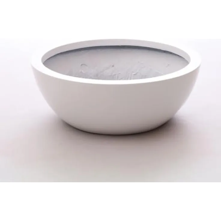Elegant Einrichten Pflanzkübel Fiberglas Schale-Rund, Hochglanz Weiß, D34xH12cm, UV-beständig und frost-sicher