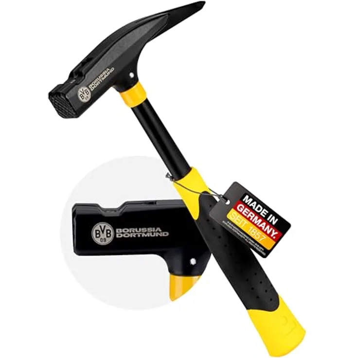 PICARD Hammer Latthammer 760g mit BVB-Logo, schwarz-gelb, geraut, ergonomischer 2K Griff