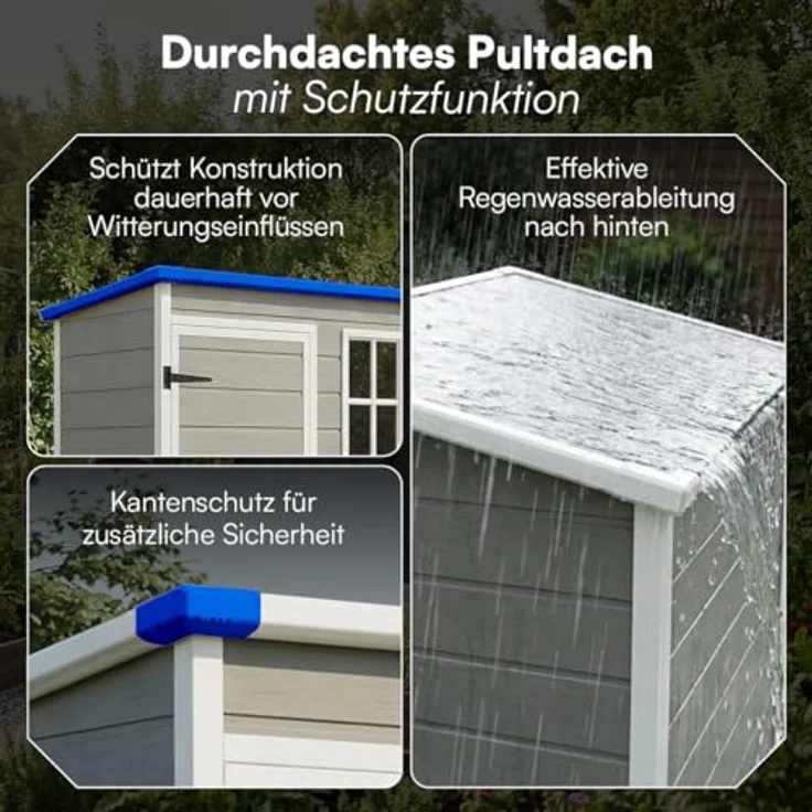 STEELSØN Gerätehaus Novara aus Aluminium, Geräteschuppen wasserdicht, wetterbeständing, Gartenhaus mit Pultdach, Außenmaß 151x92x192,5 cm grau – Bild 6