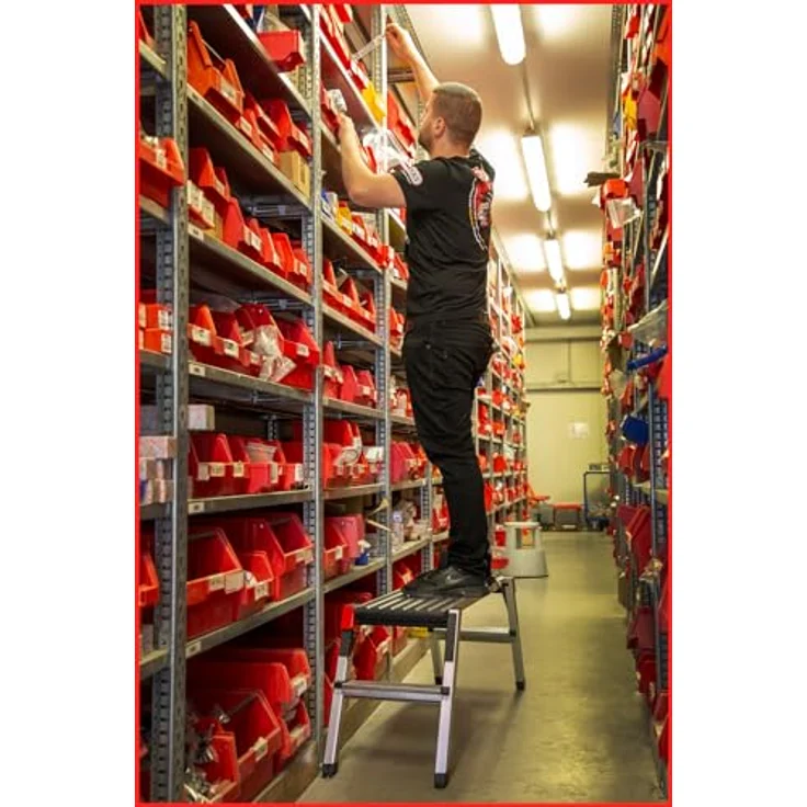 KS Tools Plattformleiter, 127 cm Aluminium-Arbeitsplattform mit rutschfester Oberfläche und Sicherheitsverriegelungen – Bild 8