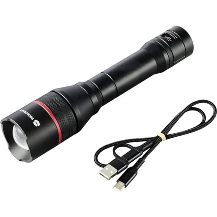 Toolcraft Handlampe verstellbar, mit USB-Schnittstelle, mit Stroboskopmodus akkubetrieben 3500lm (Schwarz, 20.50 cm) – Bild 4