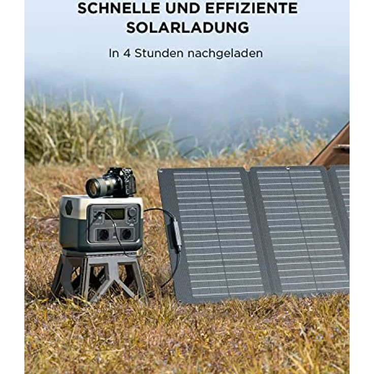 EcoFlow RIVER 2 MAX, Tragbare Powerstation mit 512Wh und 160W faltbarem Solarpanel, 1000W Leistung, ultraleicht 6kg – Bild 2