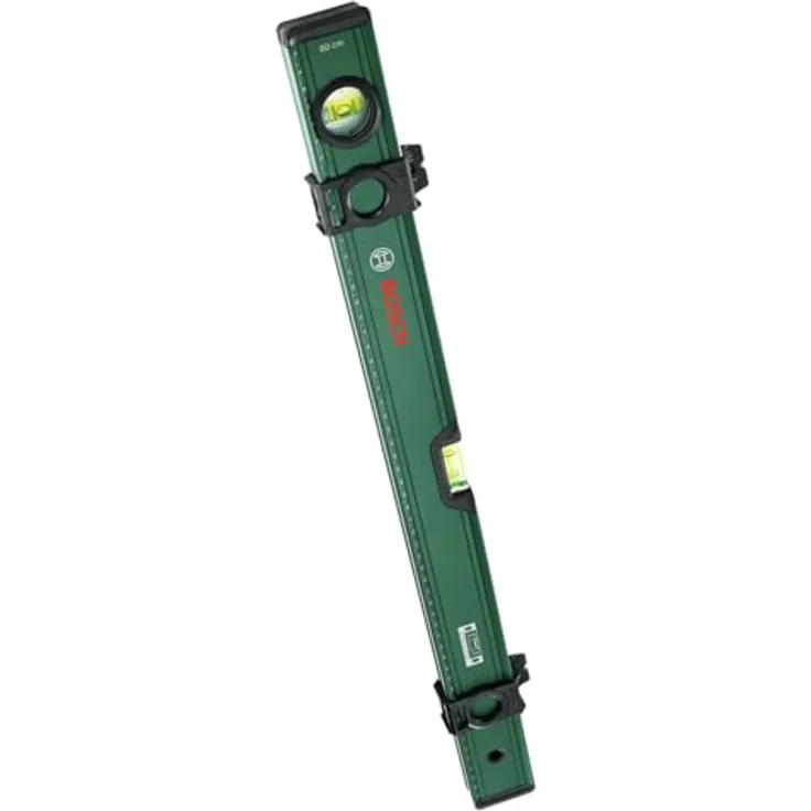 Bosch Wasserwaage 60cm (mit 2 Markierungsschiebern; Horizontale und vertikale fluoreszierende Libellen; Metrische Skala; Aluminiumgehäuse; Softgrip-Stoßdämpfer; V-Nut)