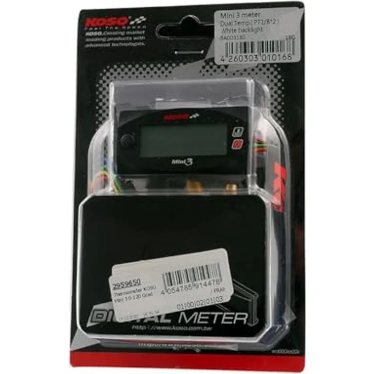 Koso Digital Thermometer + Hygrometer, Doppelthermometer für Wasser- und Öltemperatur, Überhitzungswarnung, Schwarz – Bild 3