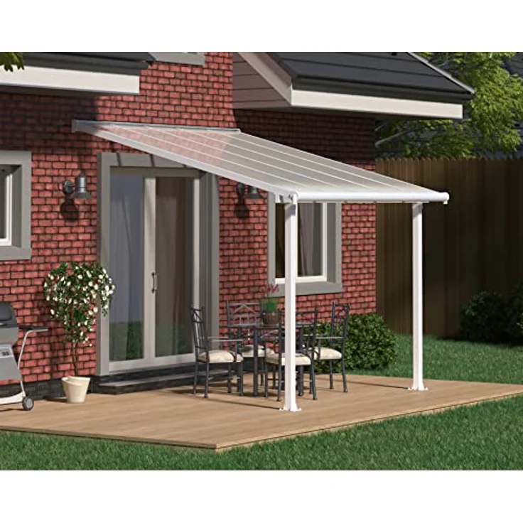 Palram Canopia Olympia Terrassenüberdachung 3x3 - Gestell aus Aluminium & 16 mm Polycarbonat - Ganzjährig nutzbares Terrassendach, Weiß – Bild 2