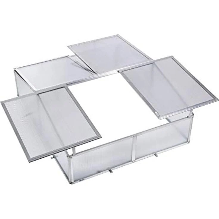 G21 Gewächshaus/Frühbeet GA12 100 x 120 x 40 cm, Aluminiumkonstruktion, vollständig wartungsfrei, stabil (Silber) – Bild 3