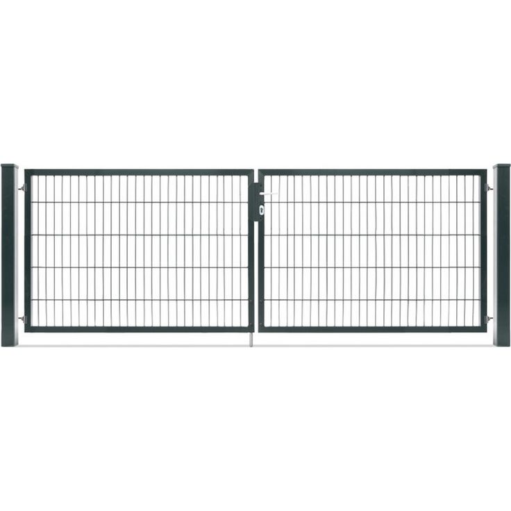 deutsche zauntechnik Doppelflügeltor 'Vario Compact', robustes Drehflügeltor in anthrazit, 300 x 100 cm, feuerverzinkt und pulverbeschichtet
